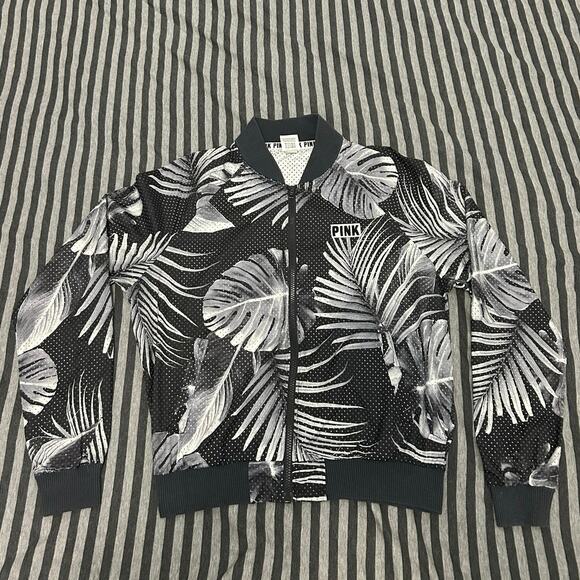PINK Victoria’s Secret | Women’s Palm Leaf Print Mesh Full Zip Jacket | Size XS - Picture 2 of 4